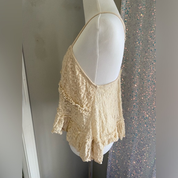 Kimchi Blue Rossie Lace Babydoll Tank Top Cream Ecru lace Sz Small adjustable - Picture 6 of 10